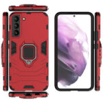 For Samaung Galaxy S22 Ultra 5G PC + TPU Shockproof Protective Phone Case with Magnetic Ring Holder(Red)