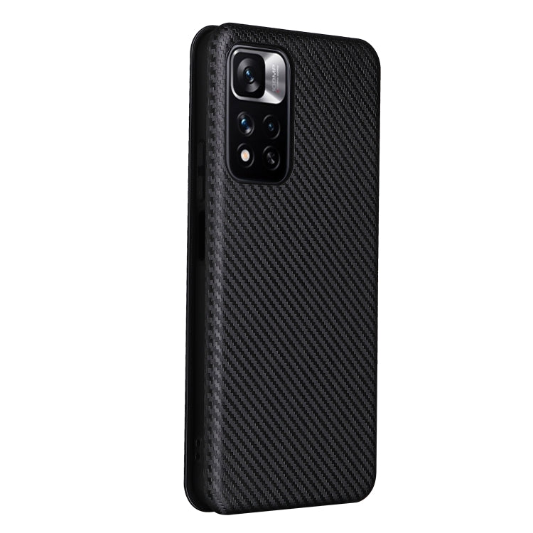 For Xiaomi Redmi Note 11 Pro / Note 11 Pro+ Carbon Fiber Texture Horizontal Flip PU Phone Case(Black)