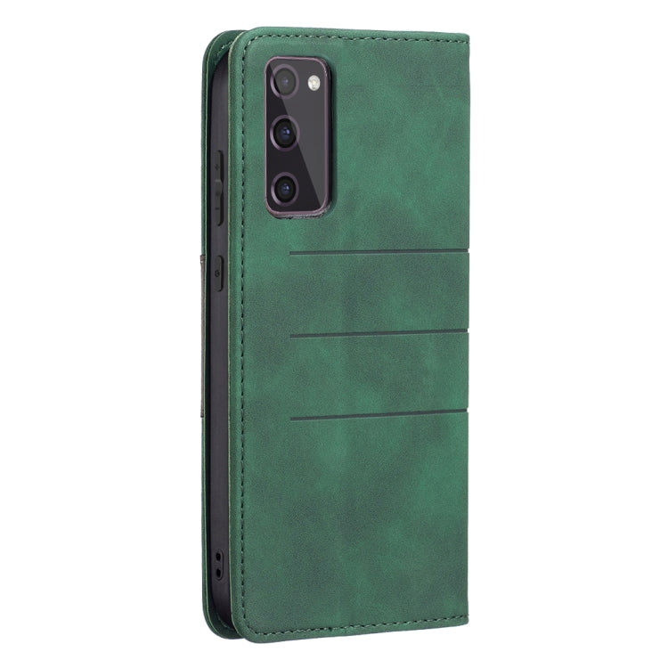 For Samsung Galaxy S20 FE Magnetic Splicing Leather Phone Case(Green)