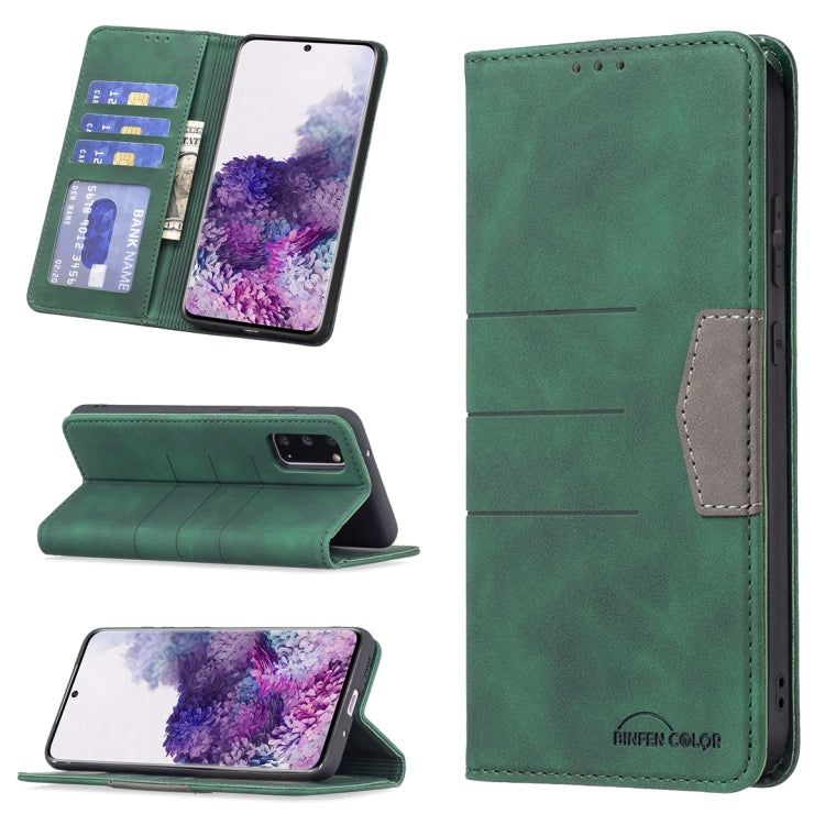 For Samsung Galaxy S20 Magnetic Splicing Leather Phone Case(Green)