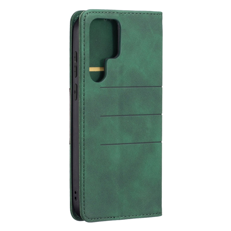 For Samsung Galaxy S22 Ultra 5G Magnetic Splicing Leather Phone Case(Green)