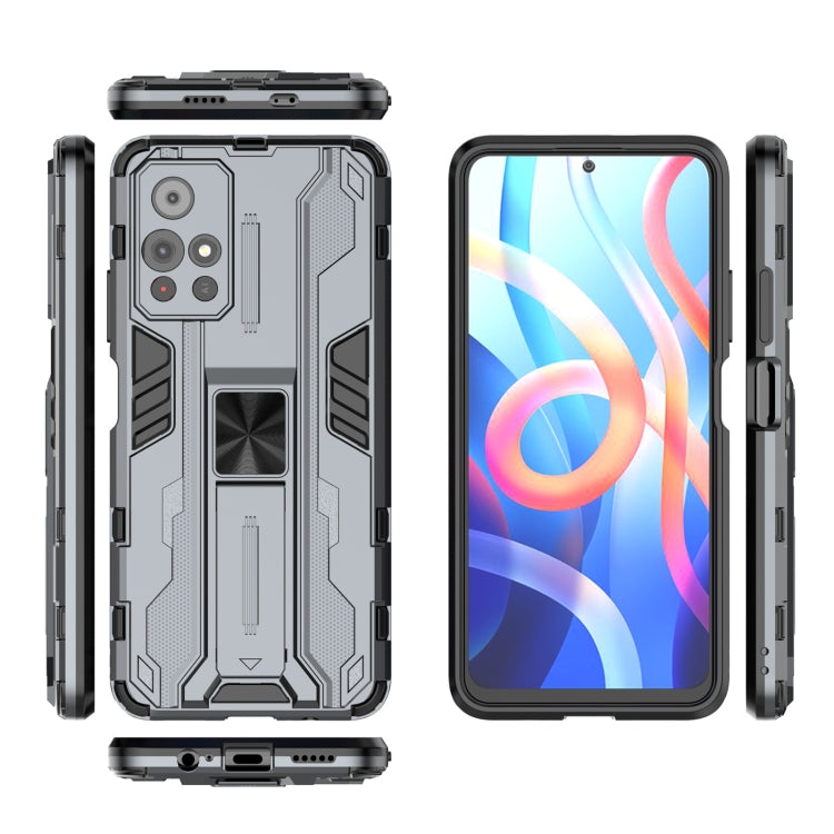 For Xiaomi Redmi Note 11 5G Supersonic PC + TPU Shock-proof Phone Case with Holder(Grey)