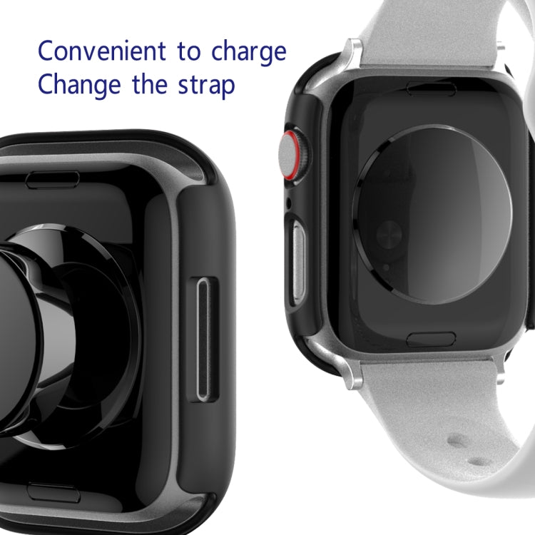 2 in 1 PC Frame + Tempered Glass Protector Case For Apple Watch Series 8 / 7 41mm(Black)