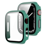 2 in 1 PC Frame + Tempered Glass Protector Case For Apple Watch Series 8 / 7 41mm(Green)