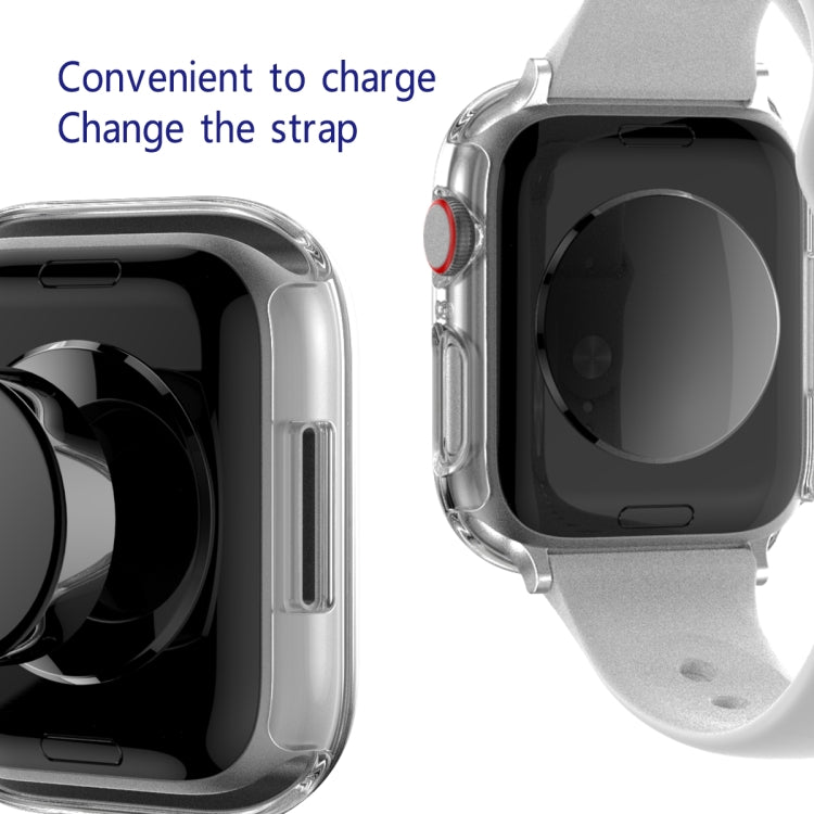 2 in 1 PC Frame + Tempered Glass Protector Case For Apple Watch Series 8 / 7 41mm(Transparent)