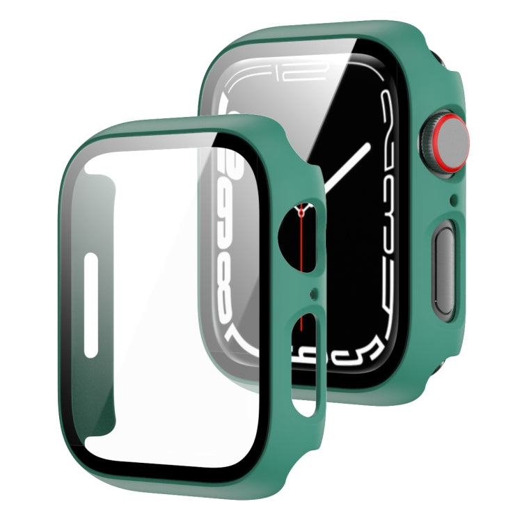 2 in 1 PC Frame + Tempered Glass Protector Case For Apple Watch Series 8 / 7 45mm(Green)
