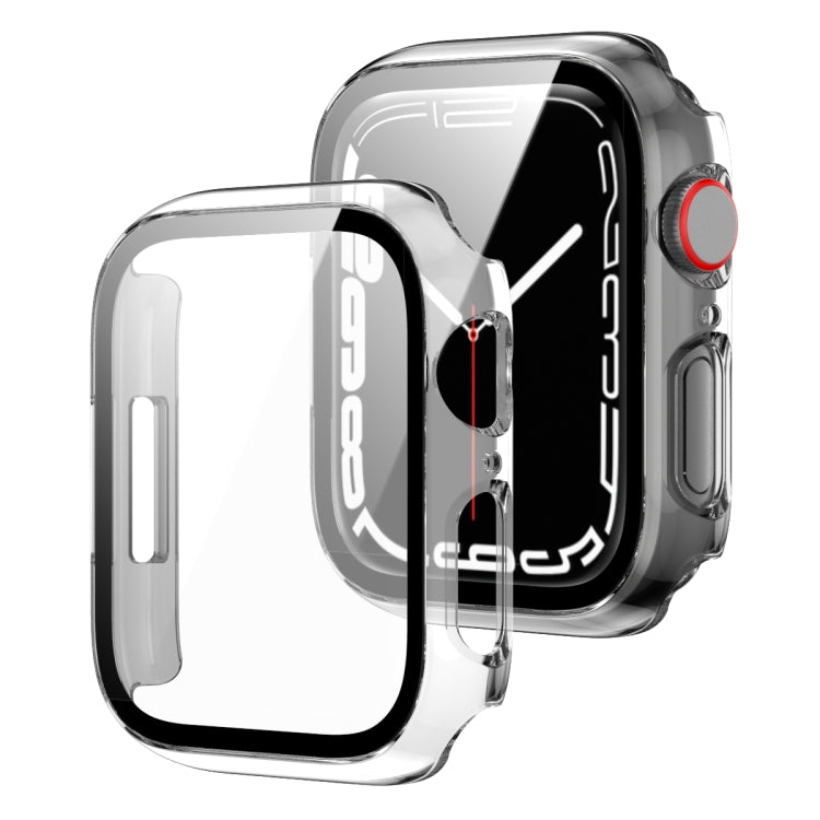 2 in 1 PC Frame + Tempered Glass Protector Case For Apple Watch Series 8 / 7 45mm(Transparent)