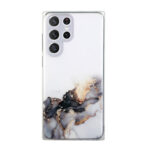 For Samsung Galaxy S22 Ultra 5G Hollow Marble Pattern TPU Precise Hole Phone Protective Case(Black)