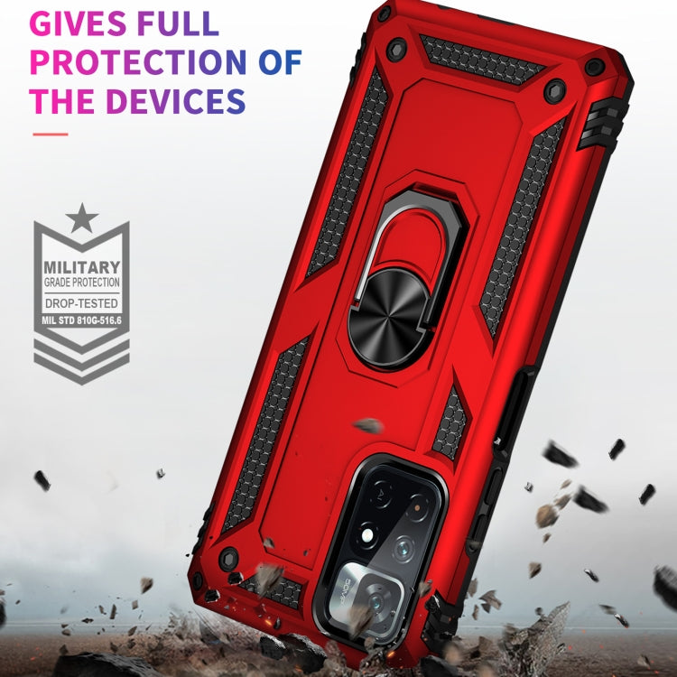 For Xiaomi Redmi Note 11 5G Shockproof TPU + PC Phone Case with 360 Degree Rotating Holder(Red)