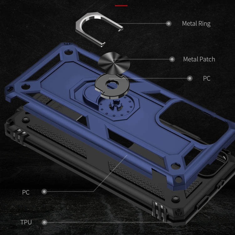 For Xiaomi Redmi Note 11 5G Shockproof TPU + PC Phone Case with 360 Degree Rotating Holder(Blue)