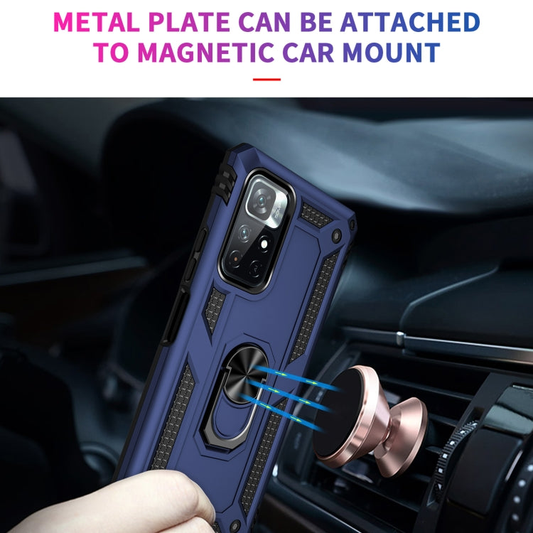 For Xiaomi Redmi Note 11 5G Shockproof TPU + PC Phone Case with 360 Degree Rotating Holder(Blue)