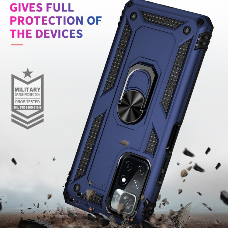 For Xiaomi Redmi Note 11 5G Shockproof TPU + PC Phone Case with 360 Degree Rotating Holder(Blue)