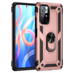 For Xiaomi Redmi Note 11 5G Shockproof TPU + PC Phone Case with 360 Degree Rotating Holder(Rose Gold)