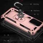 For Xiaomi Redmi Note 11 5G Shockproof TPU + PC Phone Case with 360 Degree Rotating Holder(Rose Gold)