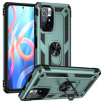 For Xiaomi Redmi Note 11 5G Shockproof TPU + PC Phone Case with 360 Degree Rotating Holder(Dark Green)