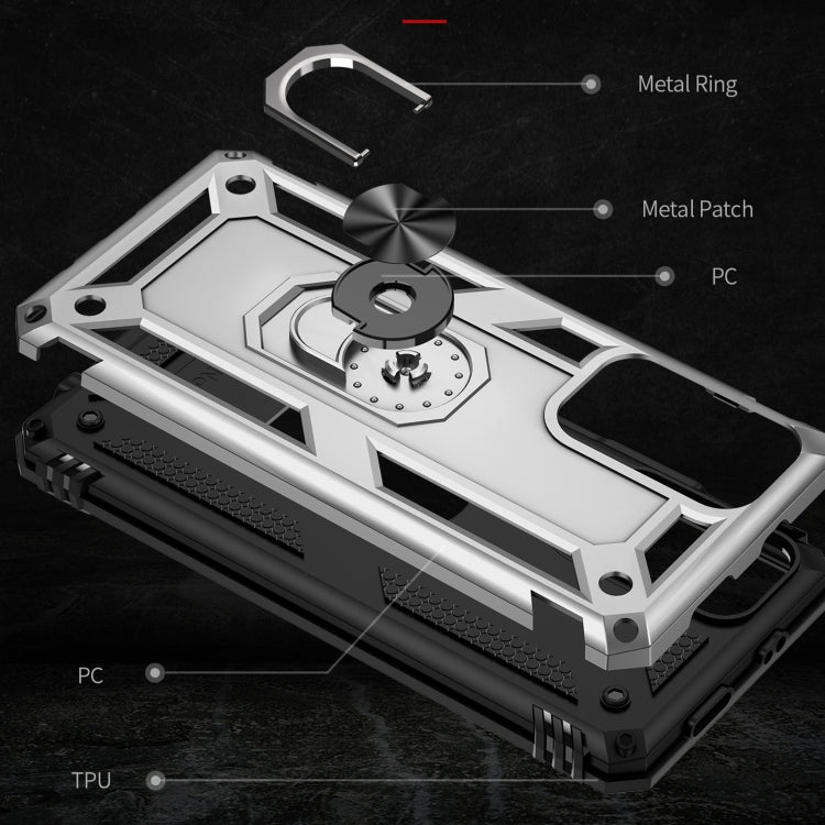 For Xiaomi Redmi Note 11 5G Shockproof TPU + PC Phone Case with 360 Degree Rotating Holder(Silver)