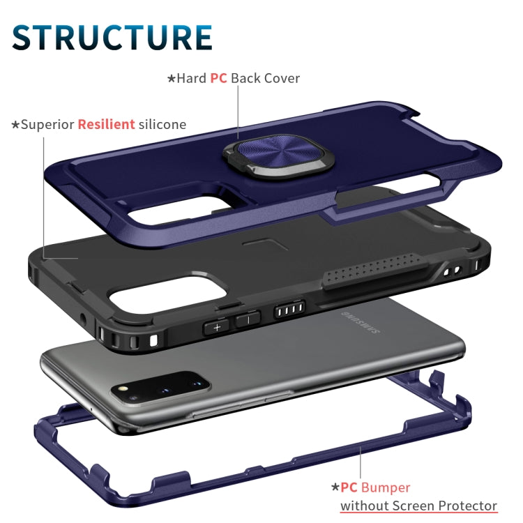 For Samsung Galaxy S20 3 in 1 PC + TPU Phone Case with Ring Holder(Navy Blue)