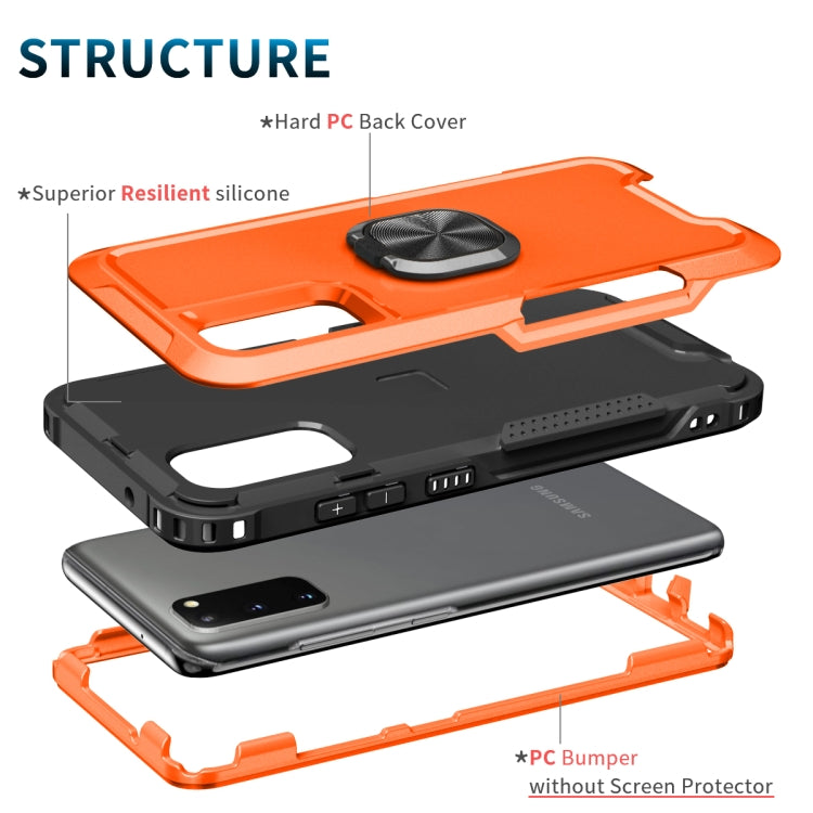 For Samsung Galaxy S20 3 in 1 PC + TPU Phone Case with Ring Holder(Orange)