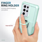 For Samsung Galaxy S21 Ultra 5G 3 in 1 PC + TPU Phone Case with Ring Holder(Mint Green)