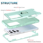 For Samsung Galaxy S21 Ultra 5G 3 in 1 PC + TPU Phone Case with Ring Holder(Mint Green)