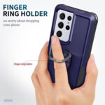 For Samsung Galaxy S21 Ultra 5G 3 in 1 PC + TPU Phone Case with Ring Holder(Navy Blue)