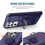 For Samsung Galaxy S21 Ultra 5G 3 in 1 PC + TPU Phone Case with Ring Holder(Navy Blue)