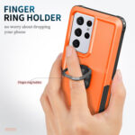 For Samsung Galaxy S21 Ultra 5G 3 in 1 PC + TPU Phone Case with Ring Holder(Orange)