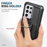 For Samsung Galaxy S21 Ultra 5G 3 in 1 PC + TPU Phone Case with Ring Holder(Black)