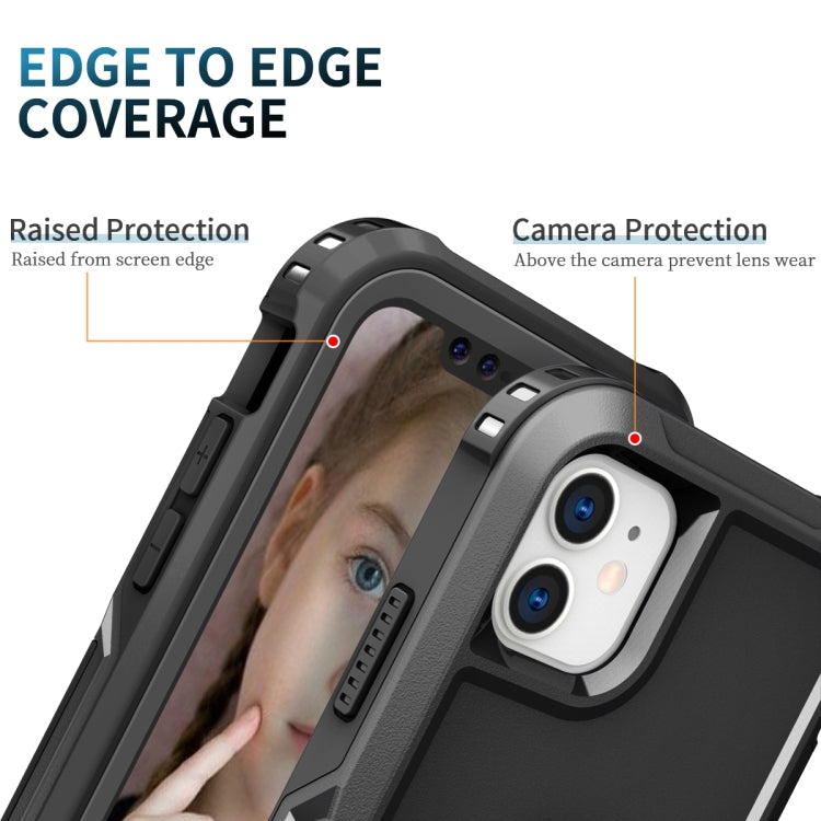 3 in 1 PC + TPU Phone Case with Ring Holder For iPhone 11(Black)