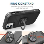 3 in 1 PC + TPU Phone Case with Ring Holder For iPhone 11(Black)