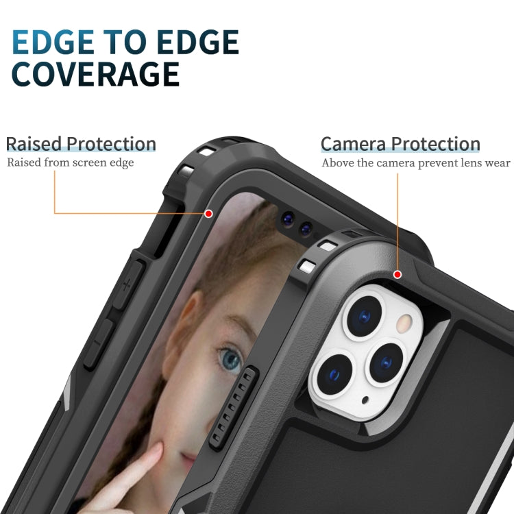 3 in 1 PC + TPU Phone Case with Ring Holder For iPhone 11 Pro(Black)