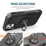 3 in 1 PC + TPU Phone Case with Ring Holder For iPhone 11 Pro(Black)