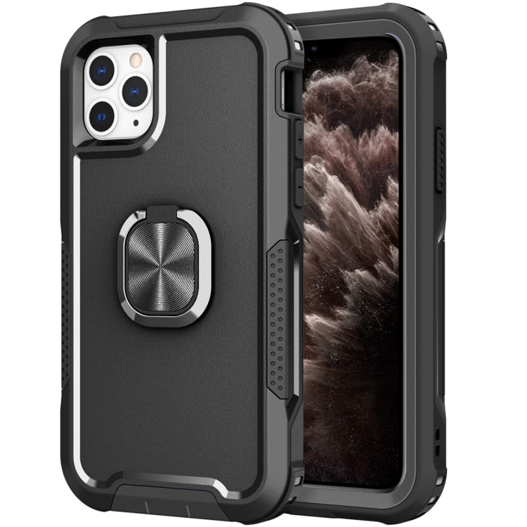 3 in 1 PC + TPU Phone Case with Ring Holder For iPhone 11 Pro Max(Black)