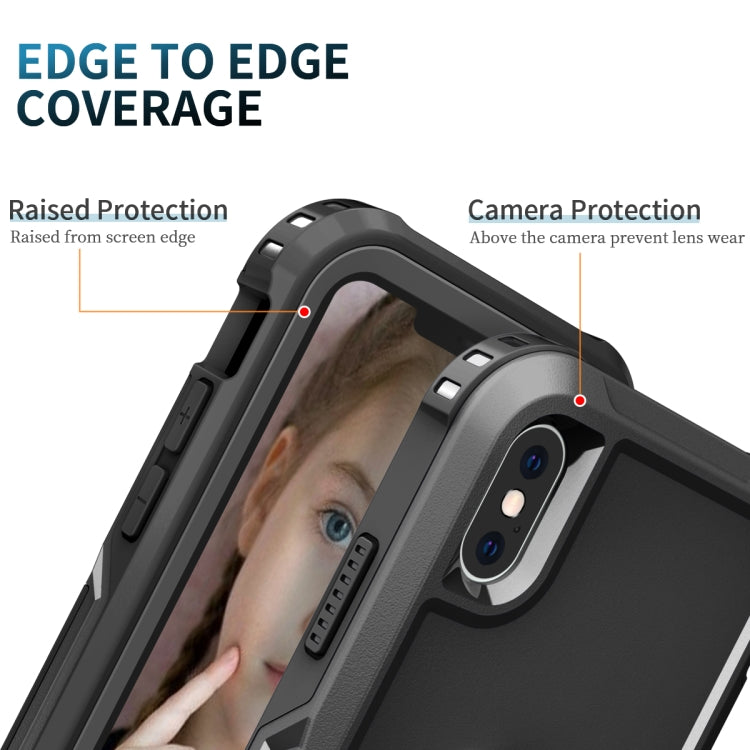 For iPhone X / XS 3 in 1 PC + TPU Phone Case with Ring Holder(Black)