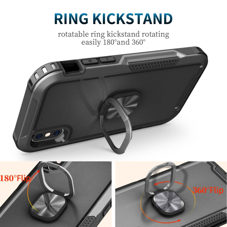 For iPhone X / XS 3 in 1 PC + TPU Phone Case with Ring Holder(Black)