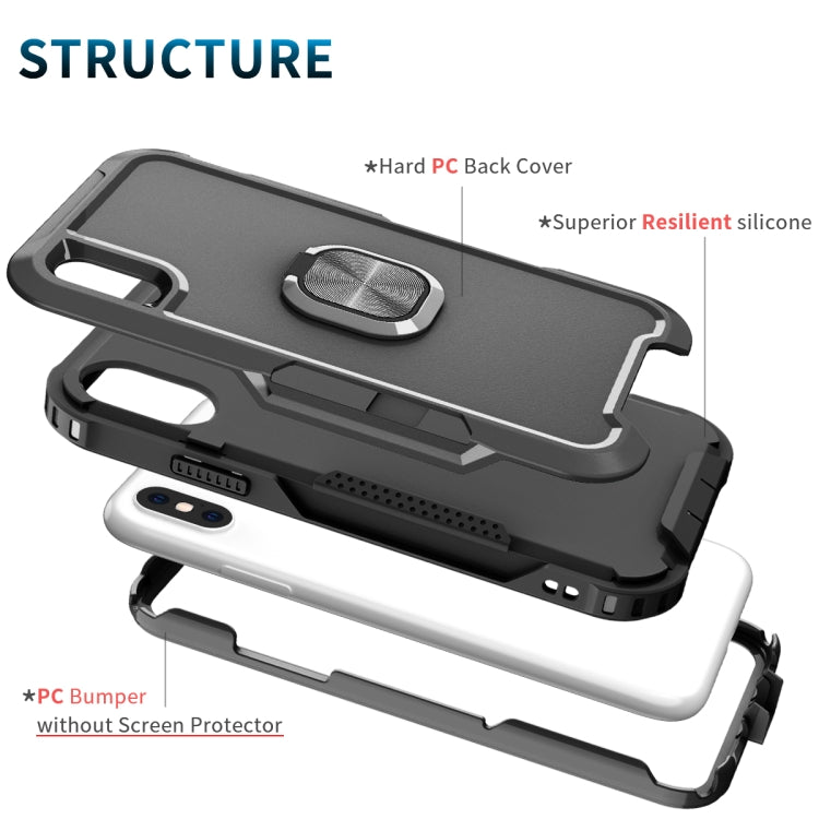 For iPhone X / XS 3 in 1 PC + TPU Phone Case with Ring Holder(Black)