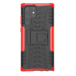 For Samsung Galaxy S22 Ultra 5G Tire Texture TPU + PC Phone Case with Holder(Red)