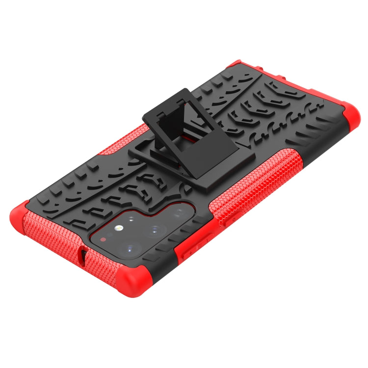 For Samsung Galaxy S22 Ultra 5G Tire Texture TPU + PC Phone Case with Holder(Red)