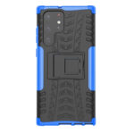 For Samsung Galaxy S22 Ultra 5G Tire Texture TPU + PC Phone Case with Holder(Blue)