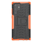 For Samsung Galaxy S22 Ultra 5G Tire Texture TPU + PC Phone Case with Holder(Orange)