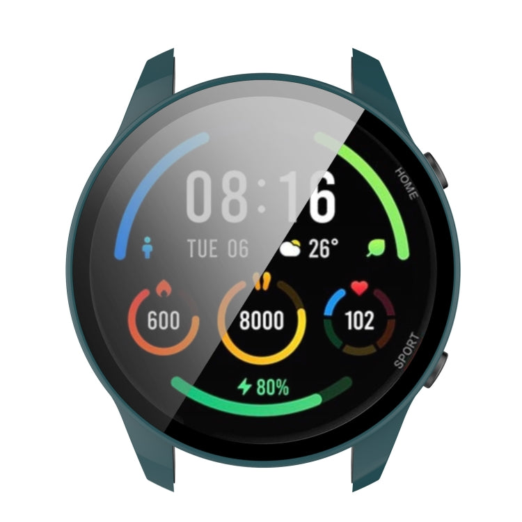 For Xiaomi Watch Color Sport PC + Tempered Glass Watch Protective Case(Pine Needle Green)