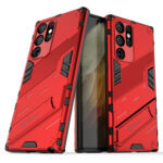 For Samsung Galaxy S22 Ultra 5G Punk Armor 2 in 1 PC + TPU Shockproof Phone Case with Invisible Holder(Red)