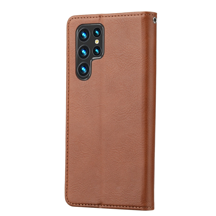 For Samsung Galaxy S22 Ultra 5G Knead Skin Texture Leather Phone Case(Brown)