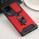 For Samsung Galaxy S22 Ultra 5G Sliding Camera Cover Design PC + TPU Shockproof Phone Case with Ring Holder & Card Slot(Red)