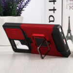 For Samsung Galaxy S22 Ultra 5G Sliding Camera Cover Design PC + TPU Shockproof Phone Case with Ring Holder & Card Slot(Red)