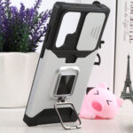 For Samsung Galaxy S22 Ultra 5G Sliding Camera Cover Design PC + TPU Shockproof Phone Case with Ring Holder & Card Slot(Silver)