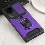 For Samsung Galaxy S22 Ultra 5G Sliding Camera Cover Design PC + TPU Shockproof Phone Case with Ring Holder & Card Slot(Purple)