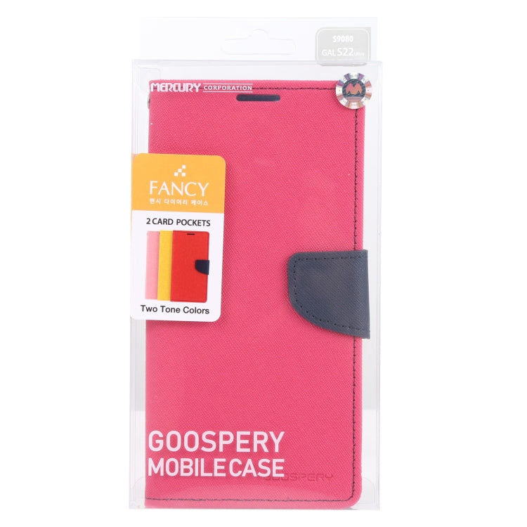 For Samsung Galaxy S22 Ultra 5G GOOSPERY FANCY DIARY Cross Texture Leather Phone Case(Rose Red)