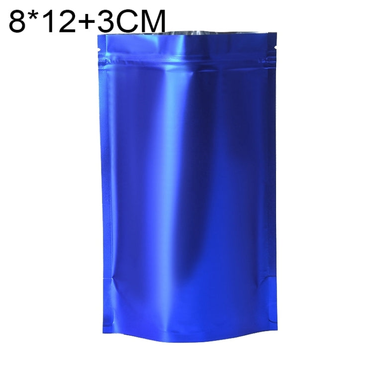 100 PCS/Set Matte Aluminum Foil Snack Stand-up Pouch, Size:8x12+3cm(Blue)