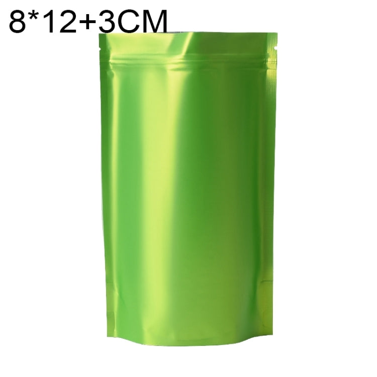 100 PCS/Set Matte Aluminum Foil Snack Stand-up Pouch, Size:8x12+3cm(Green)
